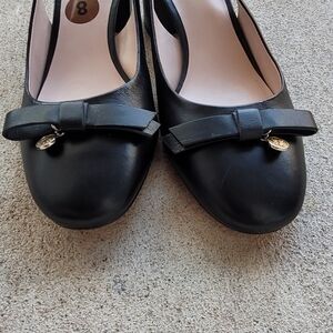 Kate Spade Elegant Black Women's Shoes with Bow Detail Slingback Mid heel 8 US